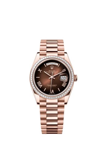 Rolex Day-Date 36 Everose Gold - Baguette / Brown Ombré - Roman / President 128395TBR-0024