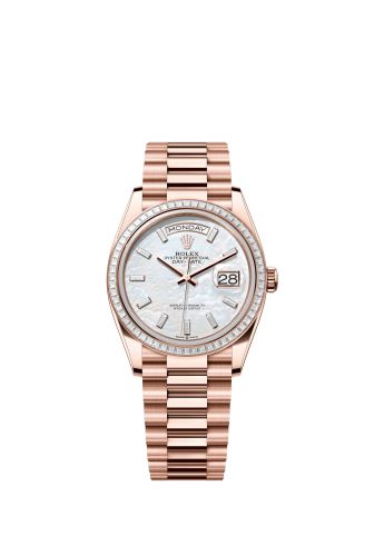 Rolex Day-Date 36 Everose Gold - Baguette / MOP - Baguette / President 128395TBR-0026
