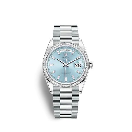 Rolex Day-Date 36 Platinum - Baguette / Ice Blue - Baguette / President 128396TBR-0003