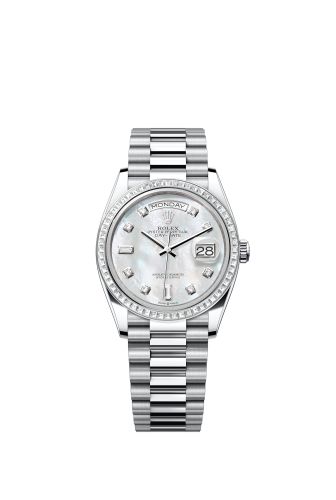 Rolex Day-Date 36 Platinum - Baguette / MOP / President 128396TBR-0005