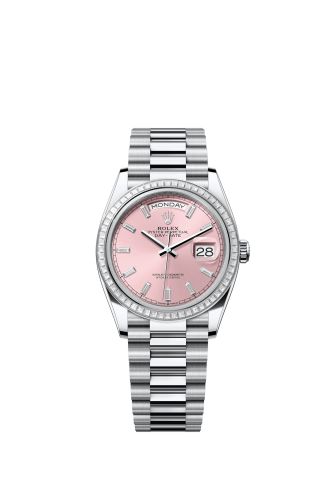 Rolex Day-Date 36 Platinum - Baguette / Pink - Baguette / President 128396TBR-0025