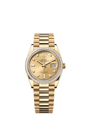 Rolex Day-Date 36 Yellow Gold - Baguette / Champagne - Diamond / President 128398TBR-0002