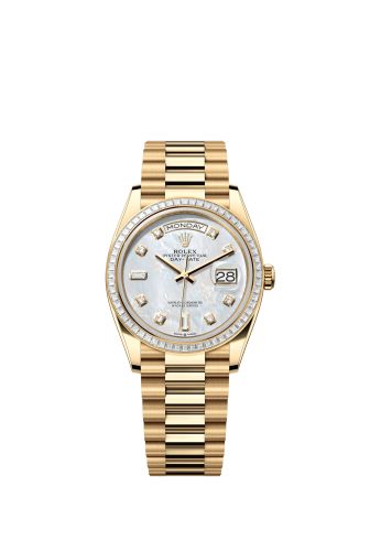 Rolex Day-Date 36 Yellow Gold - Baguette / MOP - Diamond / President 128398TBR-0004