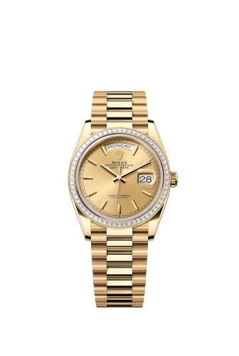 Rolex Day-Date 36 Yellow Gold - Baguette / Champagne / President 128398TBR-0010
