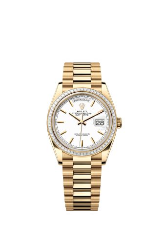 Rolex Day-Date 36 Yellow Gold - Baguette / White / President 128398TBR-0016