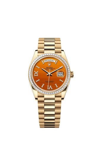 Rolex Day-Date 36 Yellow Gold - Baguette / Carnelian / President 128398TBR-0018