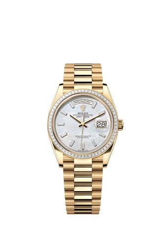 Rolex Day-Date 36 Yellow Gold - Baguette / MOP - Baguette / President 128398TBR-0030