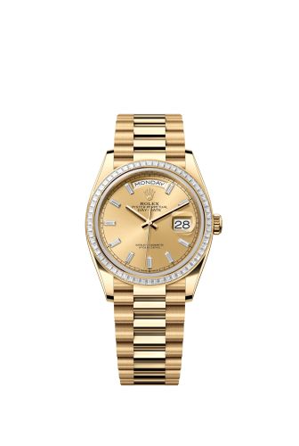 Rolex Day-Date 36 Yellow Gold - Baguette / Champagne - Baguette / President 128398TBR-0037