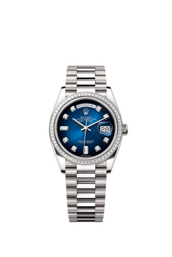 Rolex Day-Date 36 White Gold - Baguette / Blue Ombré - Diamond / President 128399TBR-0007