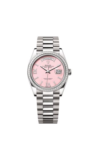 Rolex Day-Date 36 White Gold - Baguette / Pink Opal / President 128399TBR-0009