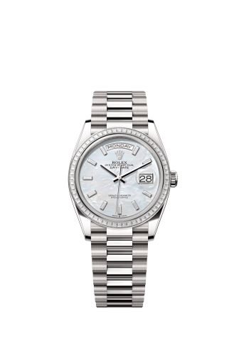 Rolex Day-Date 36 White Gold - Baguette / MOP - Baguette / President 128399TBR-0023