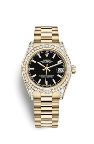 Rolex Datejust 31 Yellow Gold Diamond / President / Black 178158-0067