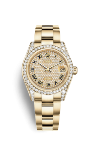 Rolex Datejust 31 Yellow Gold Diamond / Oyster / Paved Roman 178158-0084