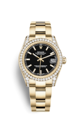 Rolex Datejust 31 Yellow Gold Diamond / Oyster / Black 178158-0089