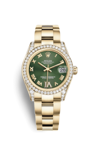 Rolex Datejust 31 Yellow Gold Diamond / Oyster / Olive Roman 178158-0092