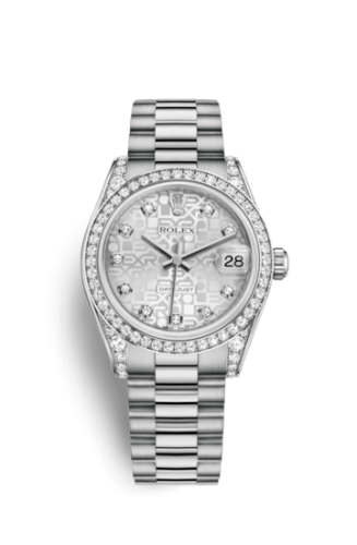 Rolex Datejust 31 White Gold Diamond / President / Silver Computer 178159-0012