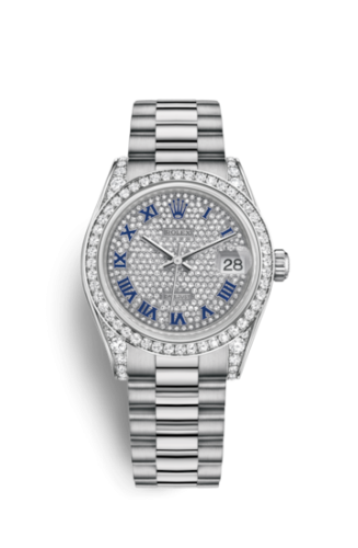 Rolex Datejust 31 White Gold Diamond / President / Paved Roman 178159-0028