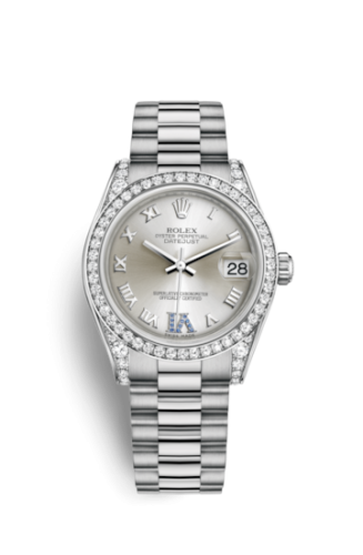 Rolex Datejust 31 White Gold Diamond / President / Silver Roman 178159-0052