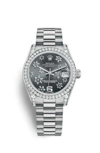 Rolex Datejust 31 White Gold Diamond / President / Dark Rhodium Floral 178159-0053