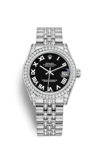 Rolex Datejust 31 White Gold Diamond / Jubilee Diamond / Black Roman 178159-0061
