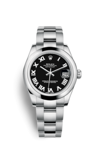 Rolex Datejust 31 Stainless Steel Domed / Oyster / Black Roman 178240-0034
