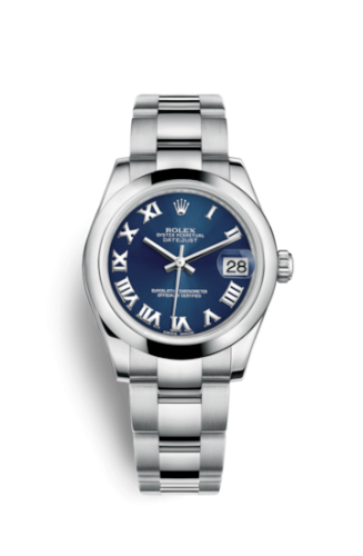 Rolex Datejust 31 Stainless Steel Domed / Oyster / Blue Roman 178240-0036