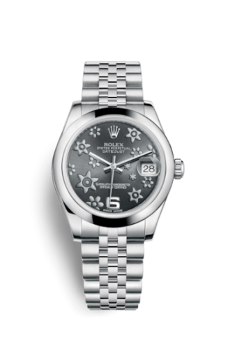 Rolex Datejust 31 Stainless Steel Domed / Jubilee / Dark Rhodium Floral 178240-0039