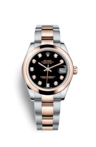 Rolex Datejust 31 Rolesor Everose Domed / Oyster / Black Diamond 178241-0015