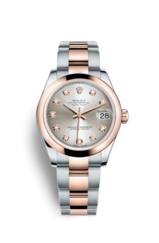 Rolex Datejust 31 Rolesor Everose Domed / Oyster / Silver Diamond 178241-0029