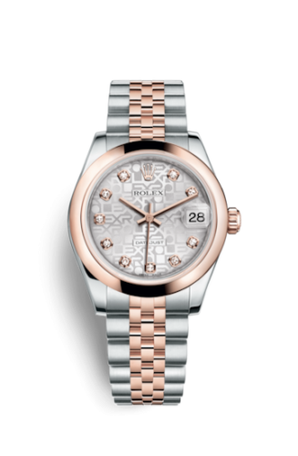 Rolex Datejust 31 Rolesor Everose Domed / Jubilee / Silver Computer 178241-0040