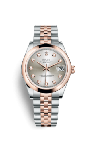 Rolex Datejust 31 Rolesor Everose Domed / Jubilee / Silver Diamonds 178241-0046