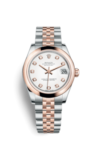 Rolex Datejust 31 Rolesor Everose Domed / Jubilee / White Diamonds 178241-0048