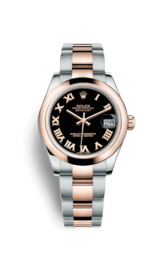 Rolex Datejust 31 Rolesor Everose Domed / Oyster / Black Roman 178241-0061
