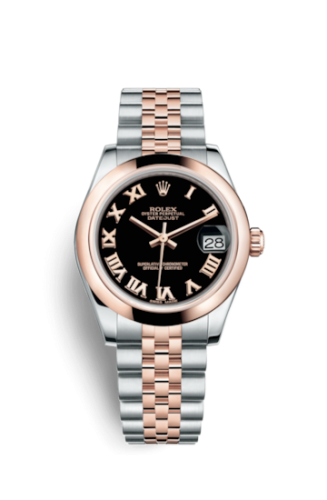 Rolex Datejust 31 Rolesor Everose Domed / Jubilee / Black Roman 178241-0065
