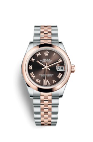 Rolex Datejust 31 Rolesor Everose Domed / Jubilee / Chocolate Roman 178241-0070