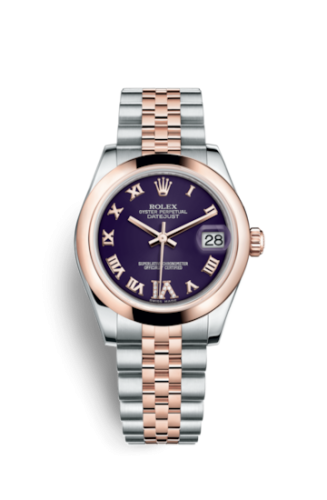 Rolex Datejust 31 Rolesor Everose Domed / Jubilee / Purple Roman 178241-0071