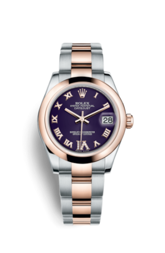 Rolex Datejust 31 Rolesor Everose Domed / Oyster / Purple Roman 178241-0073