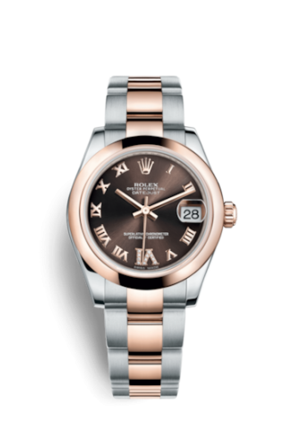 Rolex Datejust 31 Rolesor Everose Domed / Oyster / Chocolate Roman 178241-0074