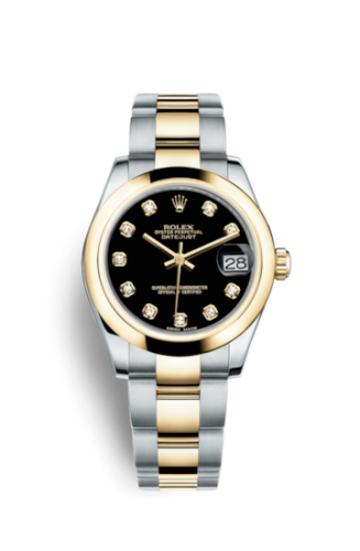 Rolex Datejust 31 Rolesor Yellow Domed / Oyster / Black Diamond 178243-0051