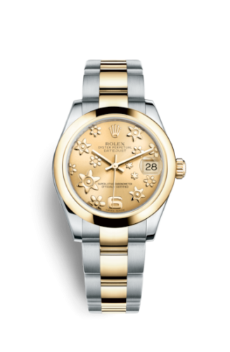 Rolex Datejust 31 Rolesor Yellow Domed / Oyster / Champagne Floral 178243-0078