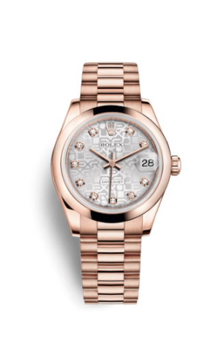 Rolex Datejust 31 Everose Domed / President / Silver Computer 178245f-0006