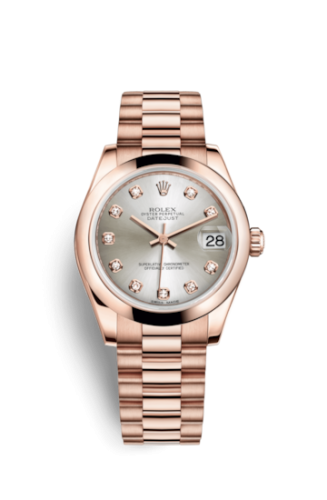 Rolex Datejust 31 Everose Domed / President / Silver Diamond 178245f-0016