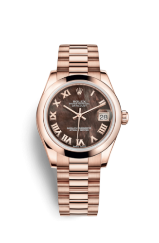 Rolex Datejust 31 Everose Domed / President / Brown MOP Roman 178245f-0021
