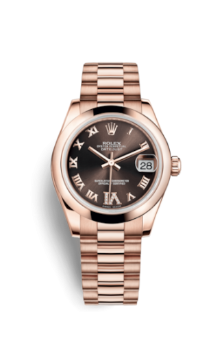 Rolex Datejust 31 Everose Domed / President / Chocolate Roman 178245f-0032