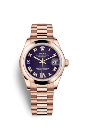 Rolex Datejust 31 Everose Domed / President / Purple Roman 178245f-0033