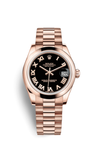 Rolex Datejust 31 Everose Domed / President / Black Roman 178245f-0037