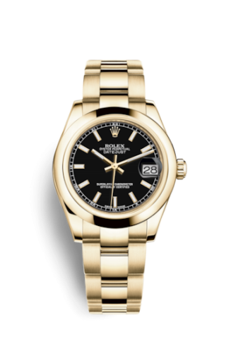 Rolex Datejust 31 Yellow Gold Domed / Oyster / Black 178248-0019