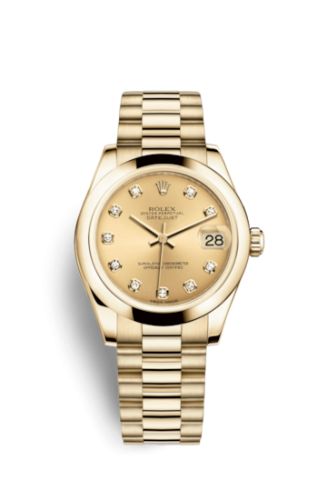 Rolex Datejust 31 Yellow Gold Domed / President / Champagne Diamond 178248-0028