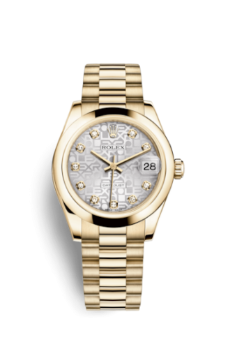 Rolex Datejust 31 Yellow Gold Domed / President / Silver Computer 178248-0031