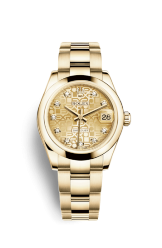 Rolex Datejust 31 Yellow Gold Domed / Oyster / Champagne Computer 178248-0070